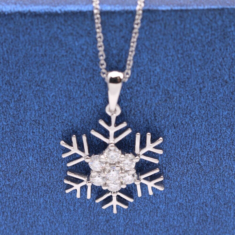 0.75 ctw Moissanite Snowflake Necklace in Platinum Over Sterling Silver